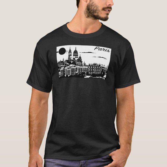 Der grundlegende dunkle T - Shirt Paris-Männer (Vorderseite)