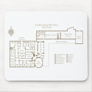 Der Grundriss des Weißen Hauses im ersten Stock We Mousepad