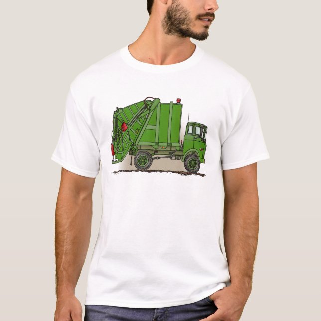 Der grüne Abfall-LKW bemannt T - Shirt (Vorderseite)