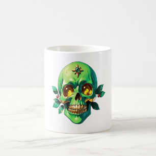 Der grüne König Schädel mit einer Juwelenkrone Kaffeetasse