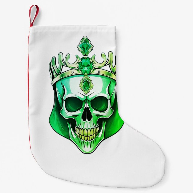 Der grüne König Schädel mit einer Juwelenkrone Kleiner Weihnachtsstrumpf (Vorderseite)