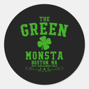 Der grüne Monsta Clic St Patricks Day Boston Name Runder Aufkleber