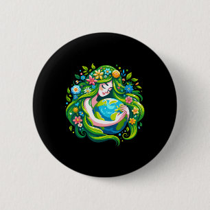 Der Grüne Tag der Göttin Erde Rettete unser Mädche Button