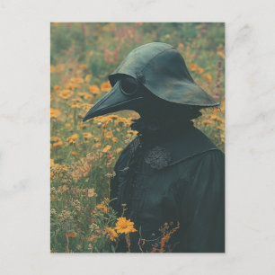 Der gruselige Pestdoktor auf der retro Wiese Postkarte