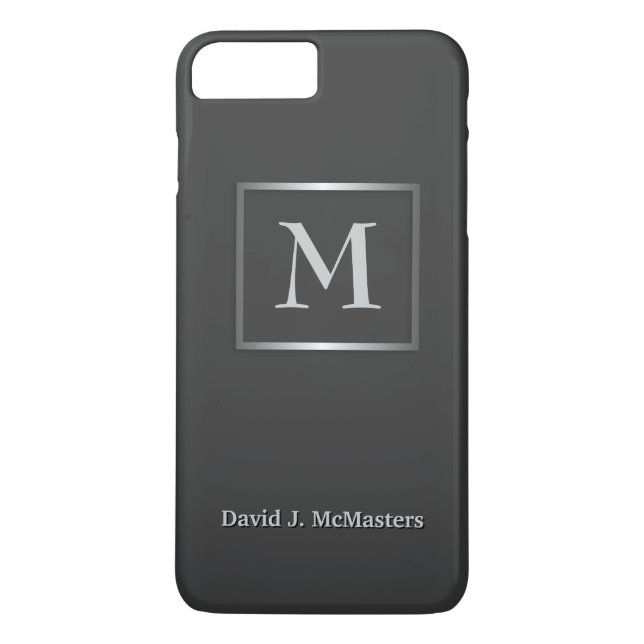 Der Gunmetal-grauer Monogramm-Führungskraft-Kasten Case-Mate iPhone Hülle (Rückseite)