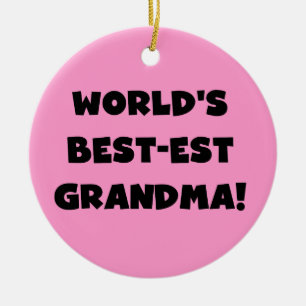 Der Gut-est-Großmutter-Schwarz-T - Shirts und Keramikornament