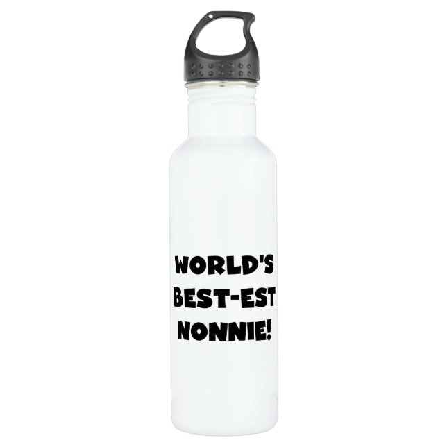 Der Gut-est Nonnie der schwarze Text-Welt Trinkflasche (Vorderseite)