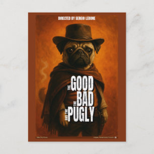 Der Gute, der Schlechte & die Pugly-Filmparodie Postkarte