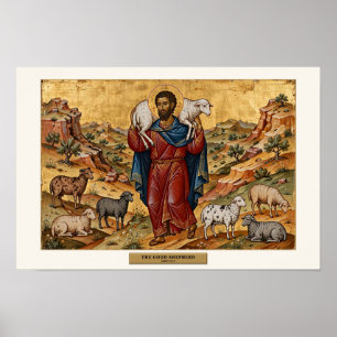 Der Gute Hirte — Byzantinischer Ikone Poster