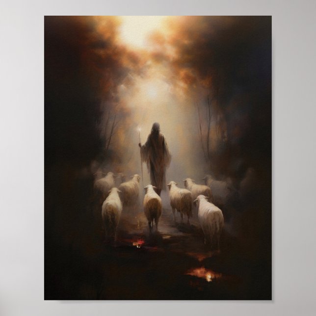 Der gute Hirte - Die digitale Skizze Jesus Poster (Vorne)