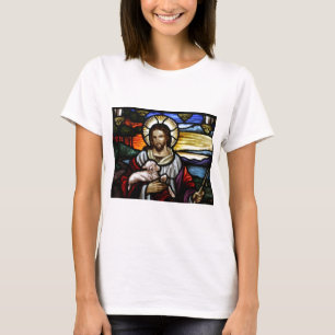 Der Gute Hirte; Jesus auf Bleiglas T-Shirt