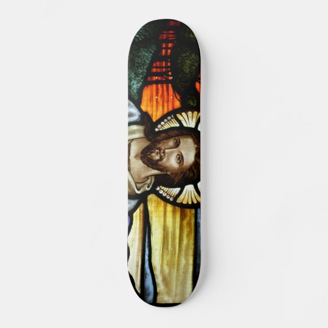Der gute Hirte; Jesus auf Buntglas Skateboard (Vorderseite)