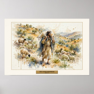 Der Gute Hirte — Lose Wasserfarbe Poster