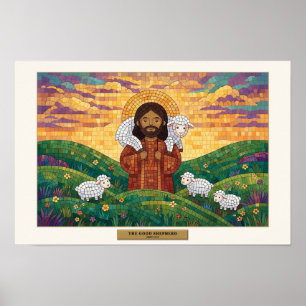 Der Gute Hirte — Würfelmosaik Poster