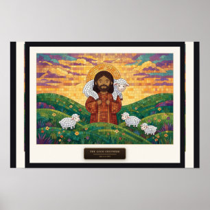 Der Gute Hirte — Würfelmosaik Poster