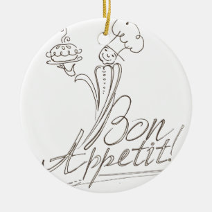 Der gute Koch sagt "Bon Appetit"! Ornamentrunde Keramik Ornament