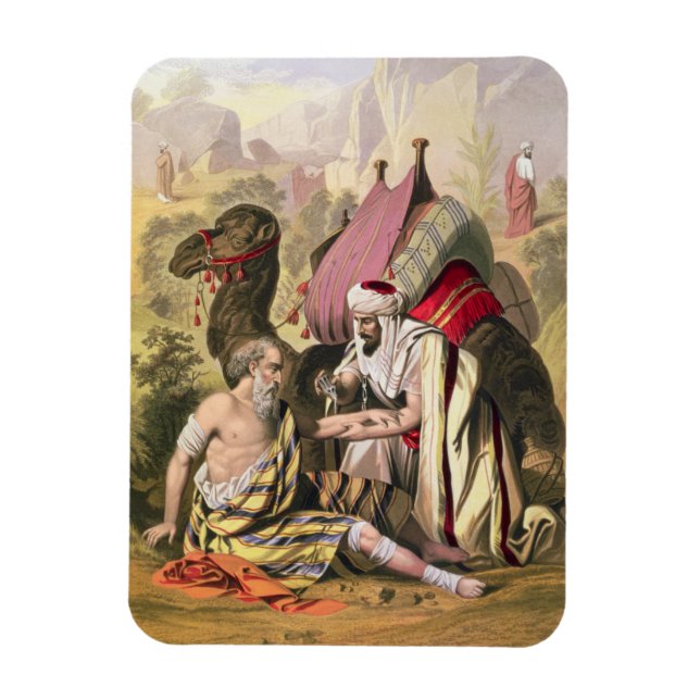Der gute Samariter aus einer Bibel, gedruckt von E Magnet (Vertikal)