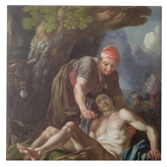 Der gute Samariter, c.1751-52 (Öl auf Leinwand) Fliese (Vorderseite)