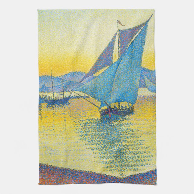 Der Hafen bei Sunset, Signac Geschirrtuch (Vertikal)