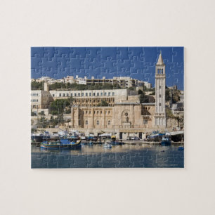 Der Hafen und die Kirche in Marsaskala am Puzzle