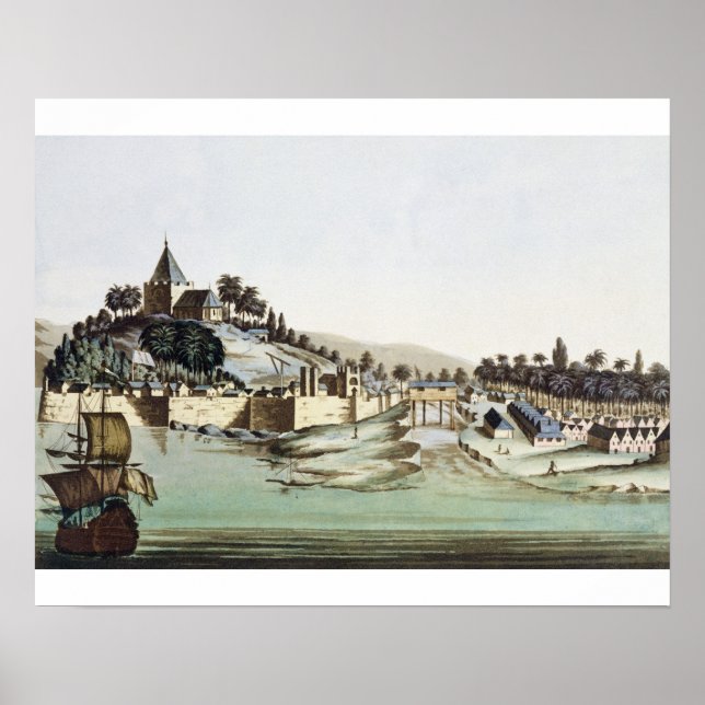 Der Hafen und die Stadt Malacca, Malaysia, illustr Poster (Vorne)