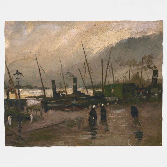 Der Hafen von Amsterdam von Vincent Gogh Fleecedecke (Vorderseite (Horizontal))