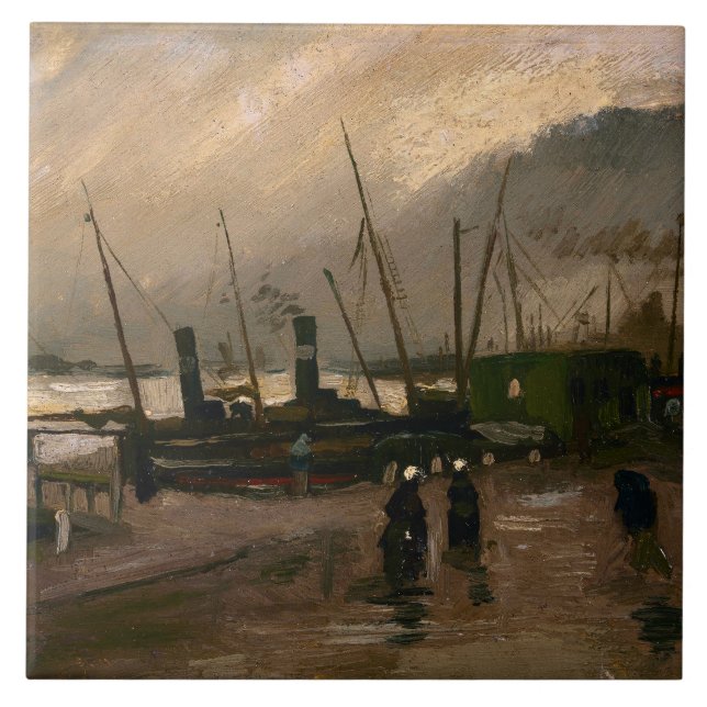 Der Hafen von Amsterdam von Vincent Gogh Fliese (Vorderseite)