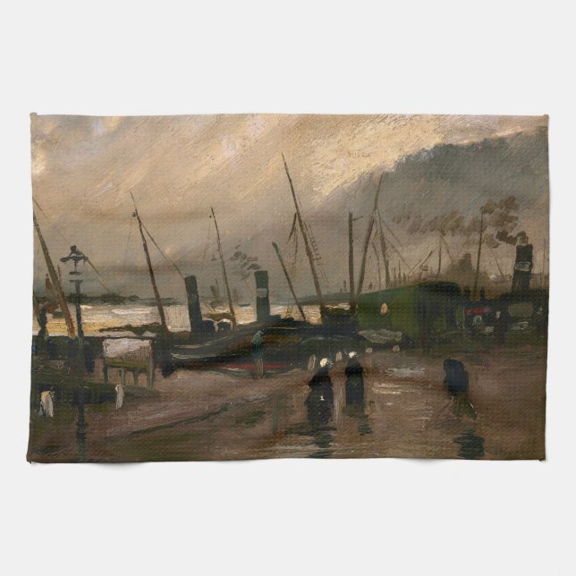 Der Hafen von Amsterdam von Vincent Gogh Geschirrtuch (Horizontal)