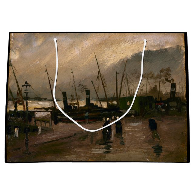 Der Hafen von Amsterdam von Vincent Gogh Große Geschenktüte (Vorderseite)