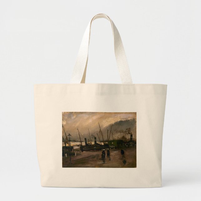Der Hafen von Amsterdam von Vincent Gogh Jumbo Stoffbeutel (Vorne)