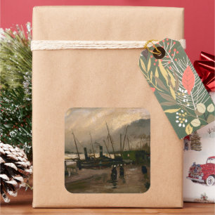 Der Hafen von Amsterdam von Vincent Gogh Quadratischer Aufkleber