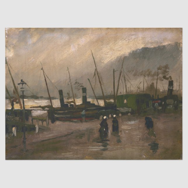 Der Hafen von Amsterdam von Vincent Gogh Seidenpapier (Vorderseite)