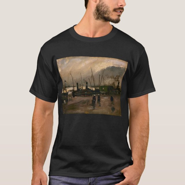 Der Hafen von Amsterdam von Vincent Gogh T-Shirt (Vorderseite)