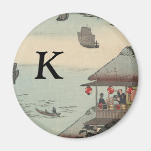 Der Hafen von Kanagawa, Japan: Monogram Initial Magnet