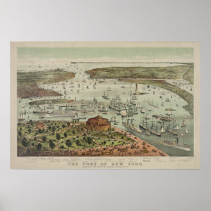 Der Hafen von New York aus der Batterie Poster