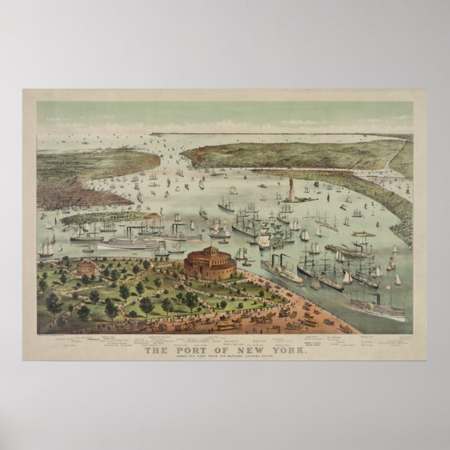 Der Hafen von New York aus der Batterie Poster (Vorne)