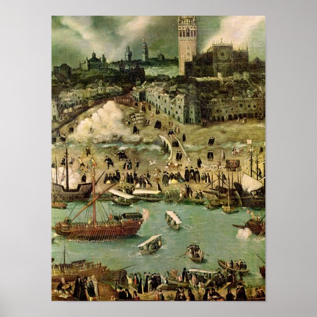 Der Hafen von Sevilla, c.1590 Poster (Vorne)