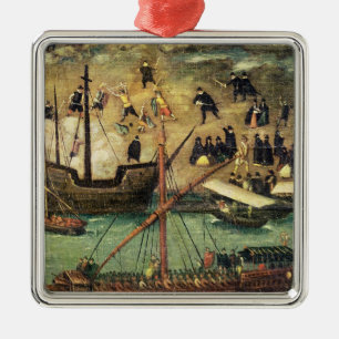 Der Hafen von Sevilla, c.1590 Silbernes Ornament