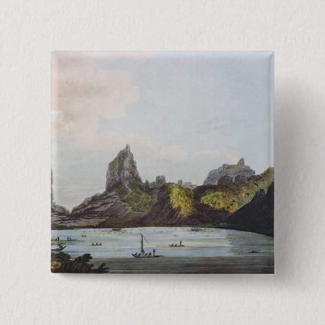 Der Hafen von Taloo in der Insel von Eimeo Button (Vorderseite)