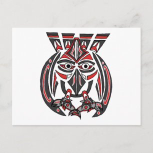 Der Haida Raven und der Lachs Postkarte