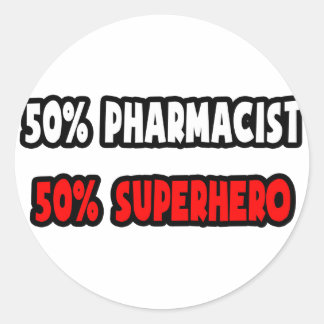 Der halbe Apotheker ... Half Superhero Runder Aufkleber
