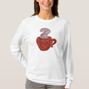 Der Hanes der Kaffee-Frauen langer Hülsen-Nano-T T-Shirt
