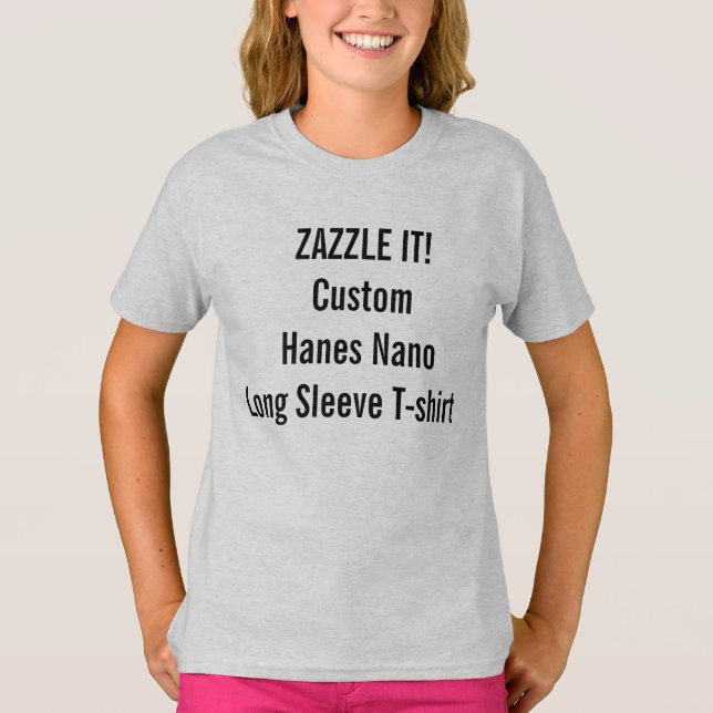 Der Hanes der kundenspezifischen Frauen langer T-Shirt (Vorderseite)