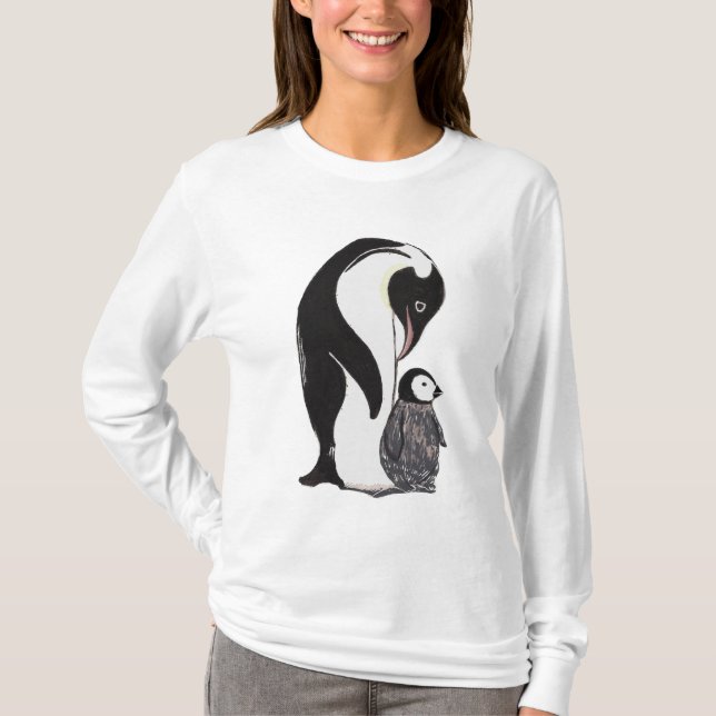 Der Hanes der Penguins-Frauen langer Hülsen-Nano-T T-Shirt (Vorderseite)