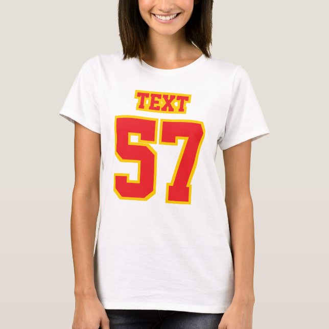 Der Hanes der vorderen WEISSEN ROTEN GOLDfrauen T-Shirt (Vorderseite)