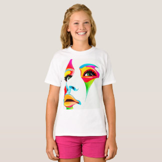 Der Hanes TAGLESS® bunter Gesicht Mädchen T - T-Shirt