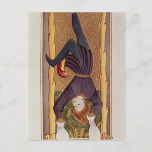 Der hanged Man, die Tarot-Karte, Französisch Postkarte