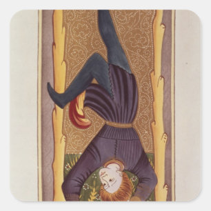 Der hanged Man, die Tarot-Karte, Französisch Quadratischer Aufkleber