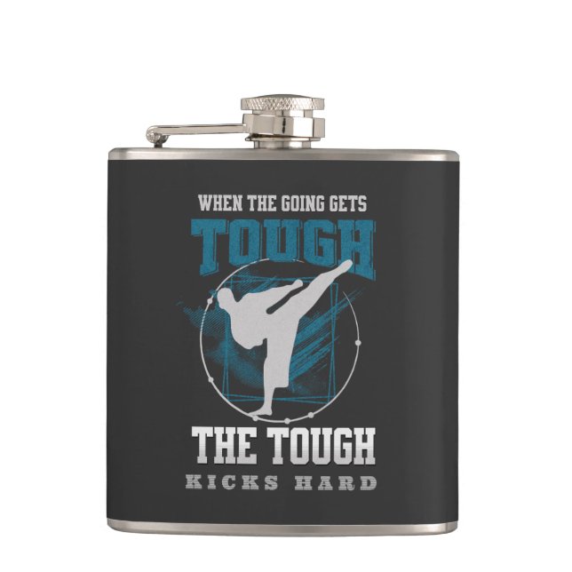 Der harte Kicks kämpfen Sport Spaß macht Frei Geis Flachmann (Vorderseite)