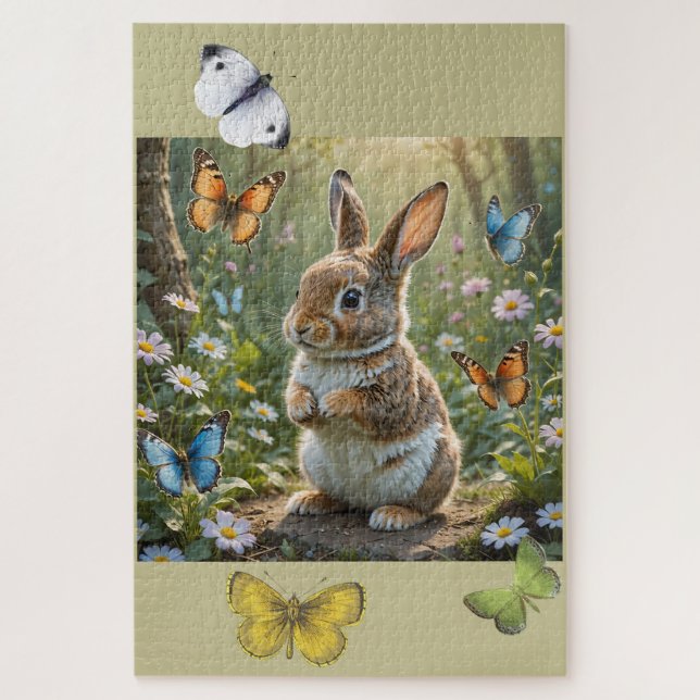 Der Hase und die Schmetterlinge Puzzle (Vertikal)